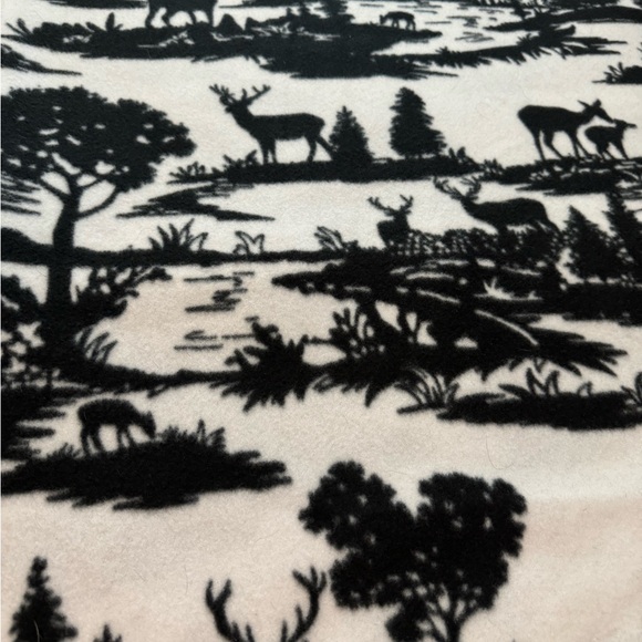 Winter Themed  Fleece Throw - Black & White - 76”H X 59”W - Picture 5 of 5